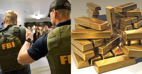 Representational images of FBI officers, gold bars