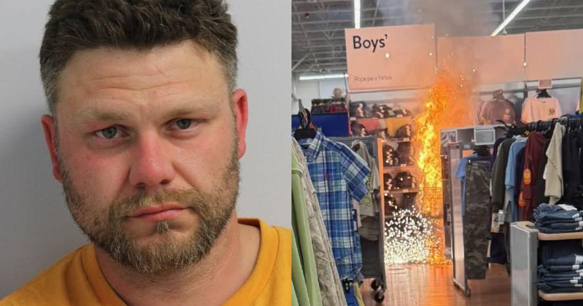 A masked man inside a Walmart store in Maryland starts a fire in order to carry out a jewelry heist