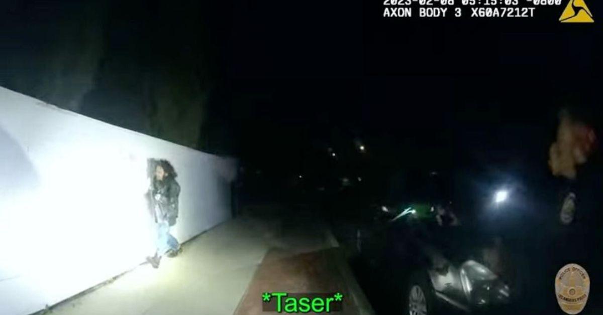 body cam footage drunk man knife lapd taser