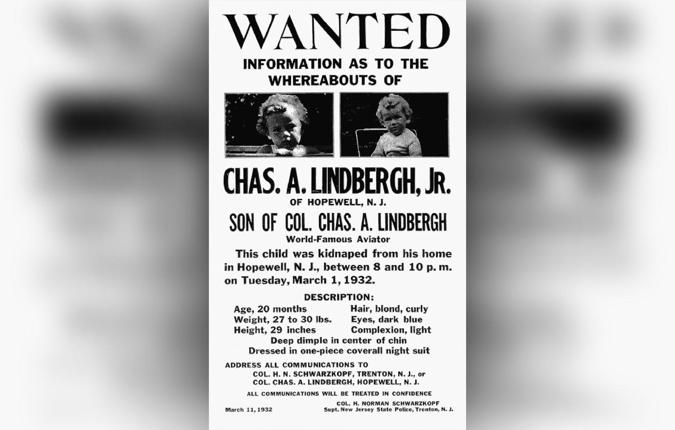 fbi charles lindbergh kidnap poster