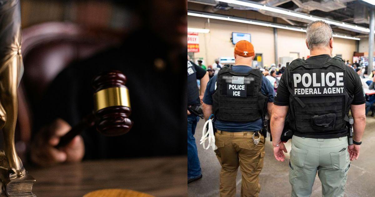 Representaional images of judge and ICE agents