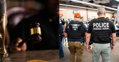 Representaional images of judge and ICE agents