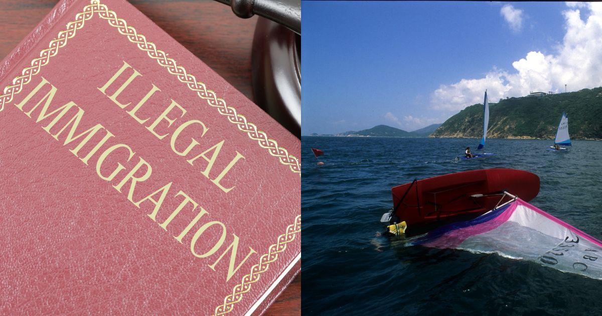 Representational images of illegal immigration, capsized boat