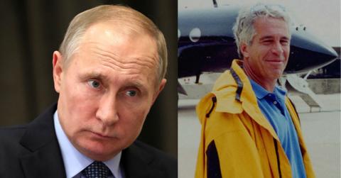 Collage of Vladimir Putin and Jeffrey Epstein