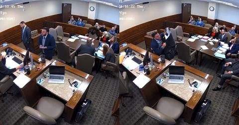 Oklahoma attorney Rob Hopkins being restrained by bailiffs during a courtroom incident that preceded the closure of his law firm.