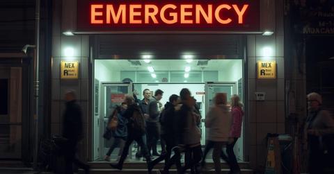 File image of a hospital emergency room entrance used to represent where a Pennsylvania man was treated after a pipe bomb explosion.