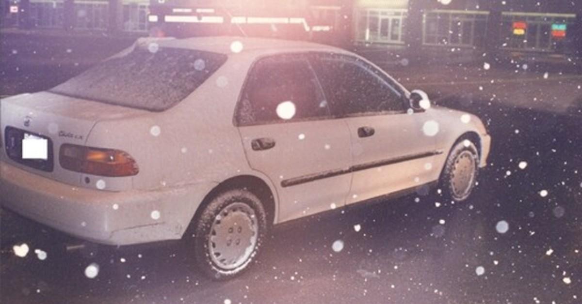 Car in the snow.