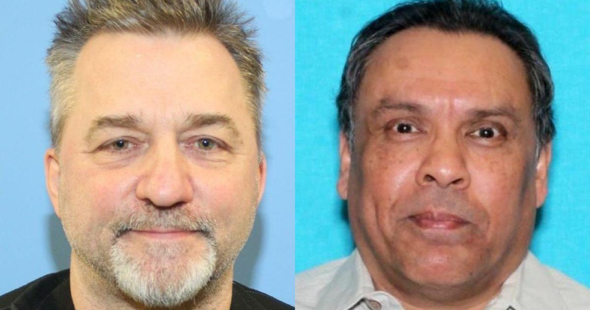 Composite images of two unidentified men released by Pasco Police in an identity theft investigation spanning 36 years.
