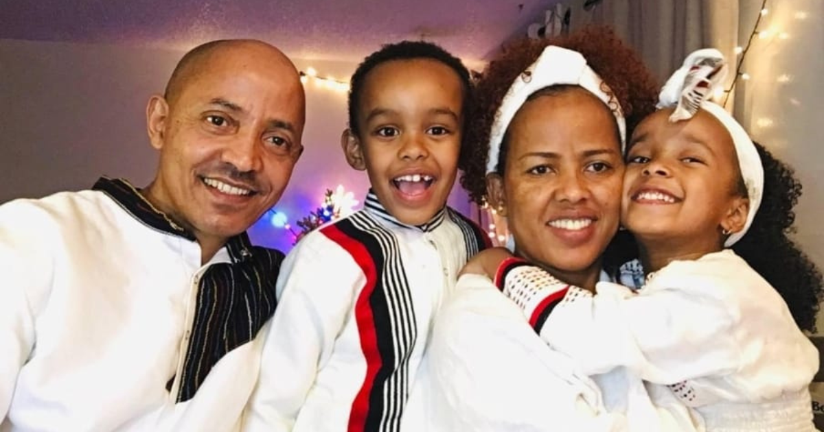 Amare W. Geda with his family. 