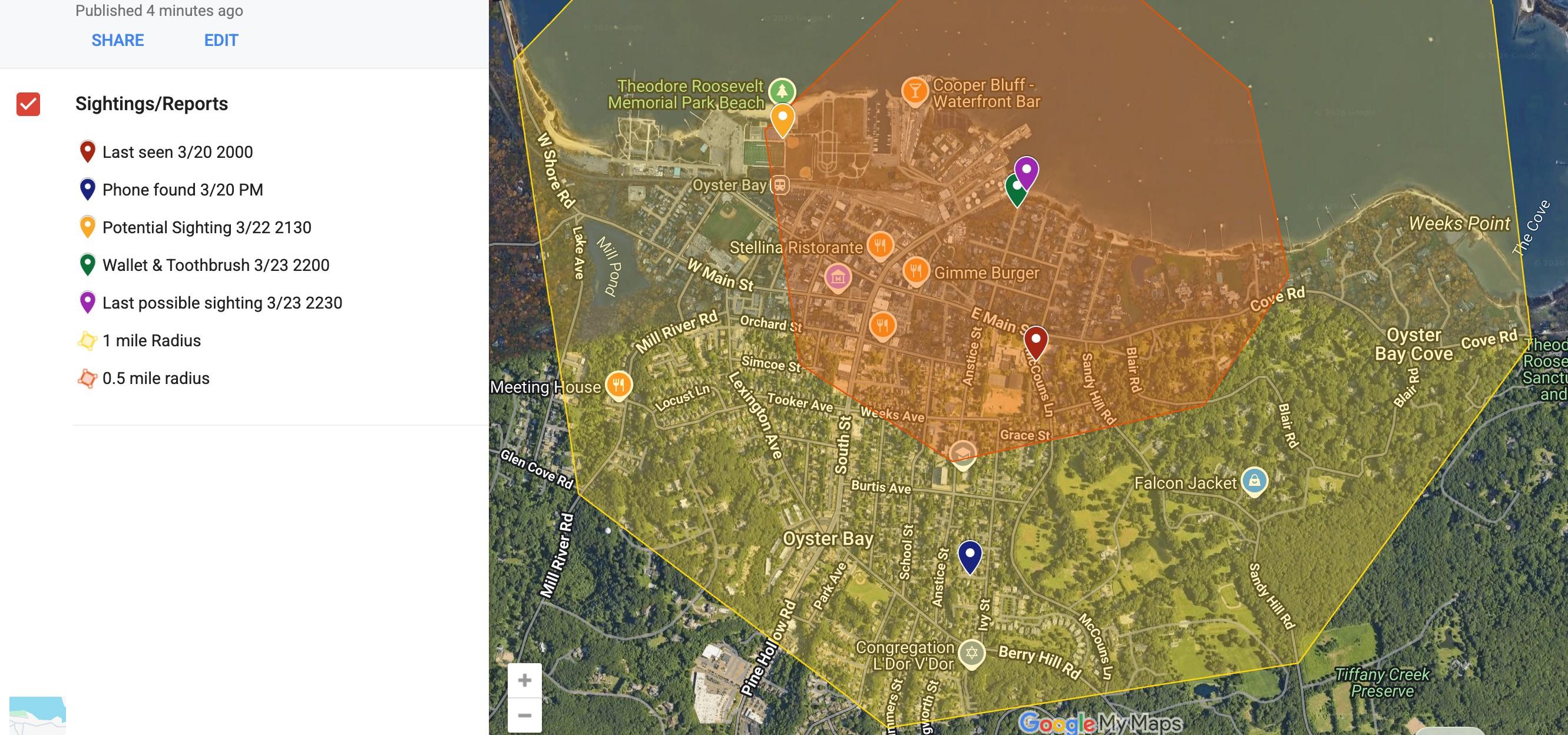 The Nassau County Police Department deployed helicopters and drones several times as part of the ongoing search.