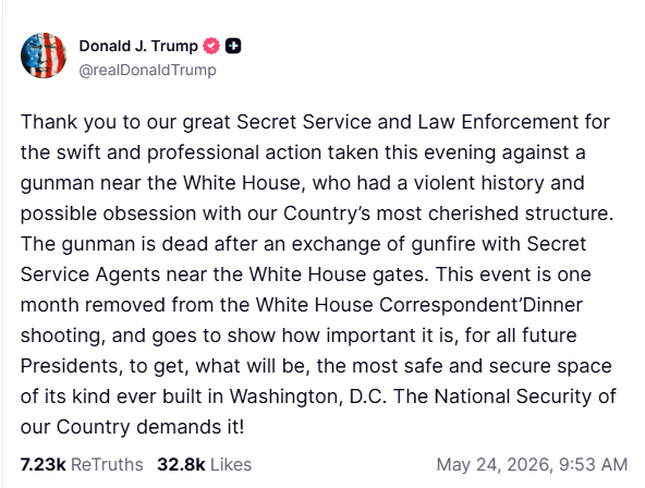 Donald Trump writes on social media as a reply to his threat