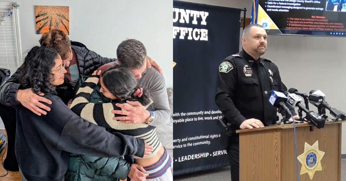 Sunny Naqvi with her family, Dodge County Sheriff Dale Schmidt