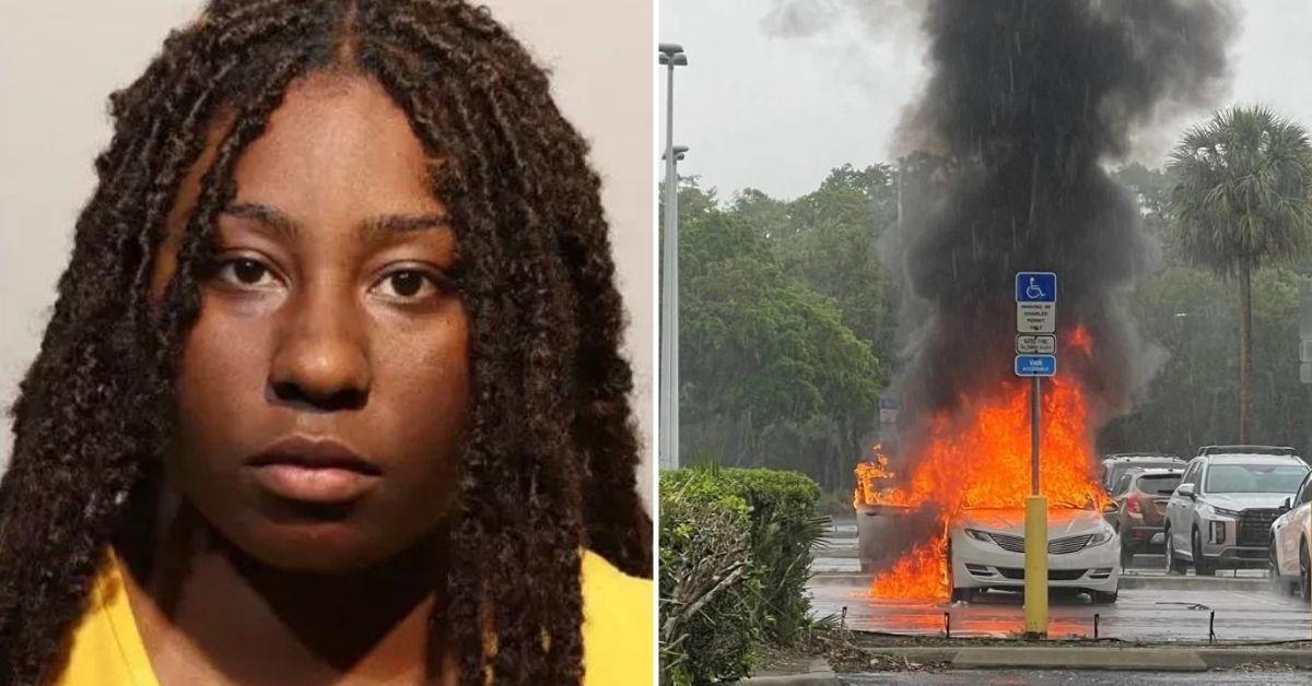 florida mother shoplifting car fire kids inside